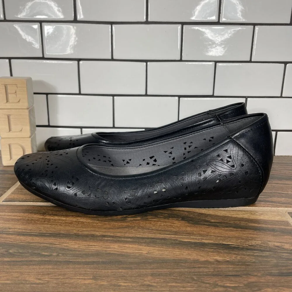 BareTraps Mariah Womens Size 10 Shoes Black Hidden Wedge Slip On Comfort Flats